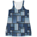 Patchwork Denim Jeans Pattern Print Women's Racerback Tank Top