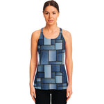 Patchwork Denim Jeans Pattern Print Women's Racerback Tank Top