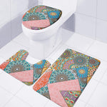 Patchwork Mandala Bohemian Pattern Print 3 Piece Bath Mat Set