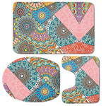 Patchwork Mandala Bohemian Pattern Print 3 Piece Bath Mat Set