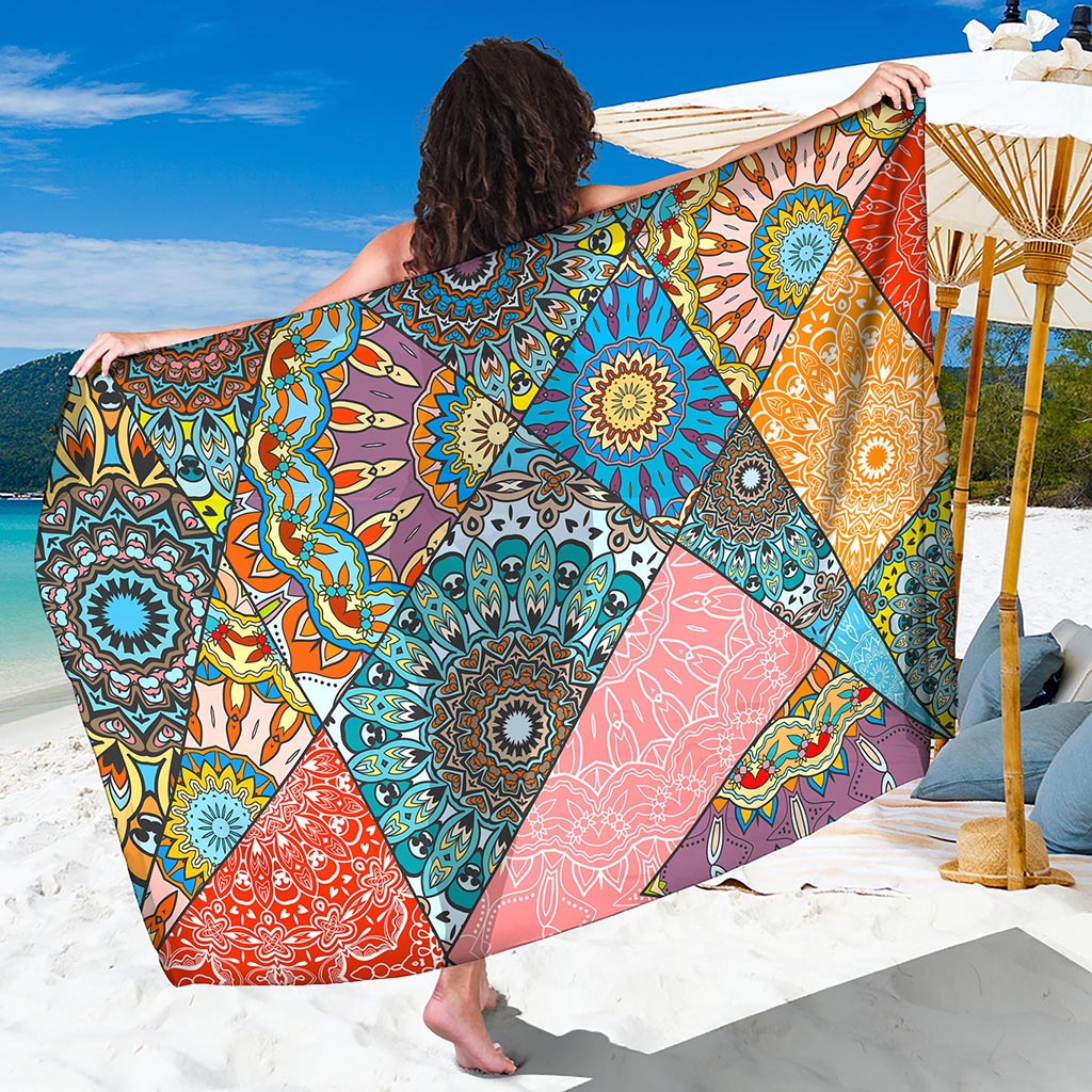 Patchwork Mandala Bohemian Pattern Print Beach Sarong Wrap