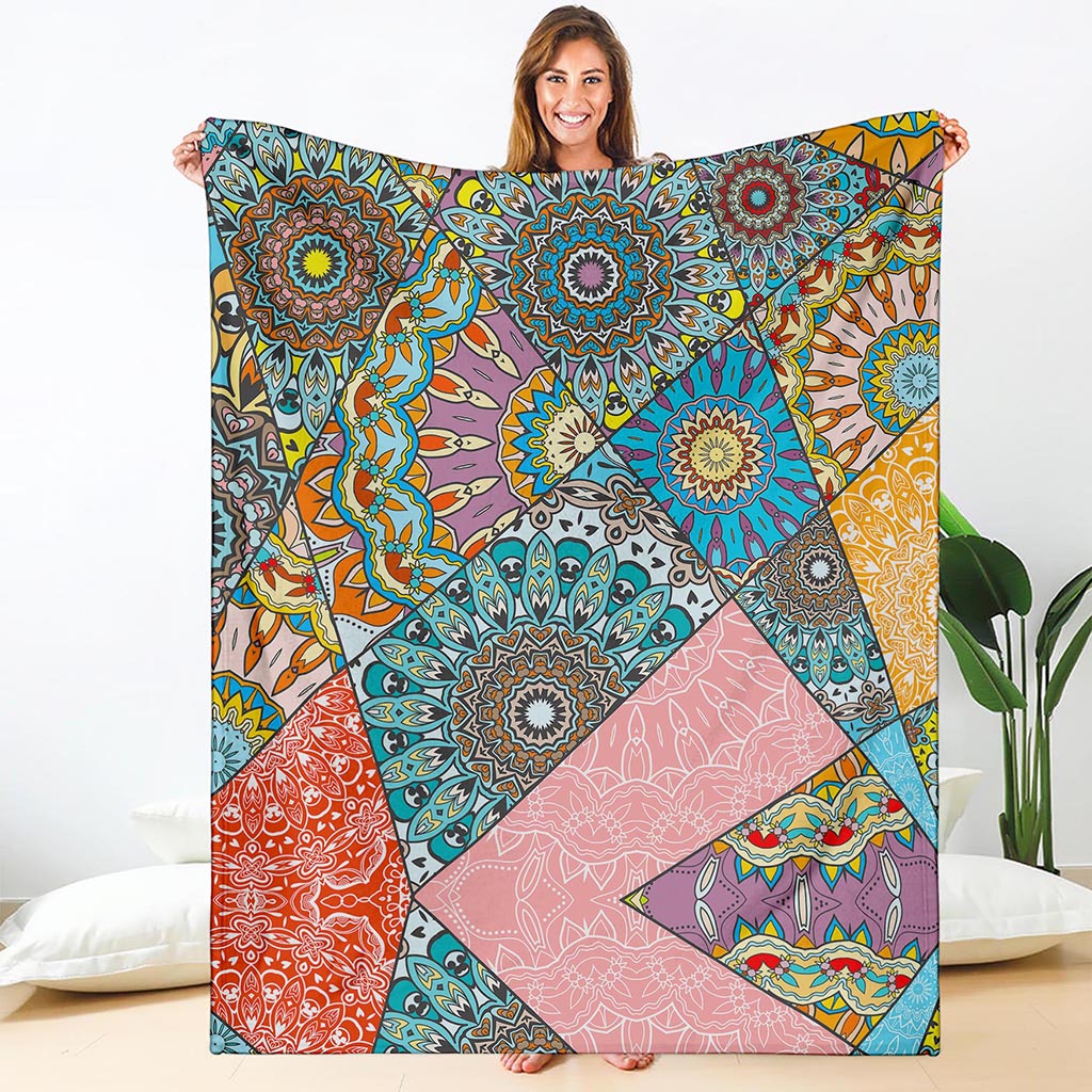 Patchwork Mandala Bohemian Pattern Print Blanket