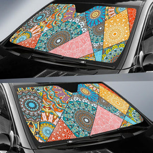 Patchwork Mandala Bohemian Pattern Print Car Sun Shade GearFrost