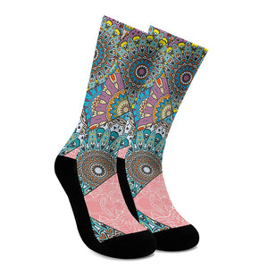 Patchwork Mandala Bohemian Pattern Print Crew Socks