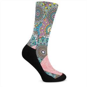 Patchwork Mandala Bohemian Pattern Print Crew Socks