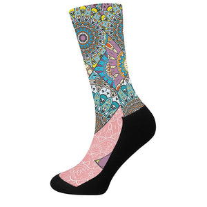 Patchwork Mandala Bohemian Pattern Print Crew Socks