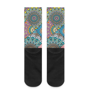 Patchwork Mandala Bohemian Pattern Print Crew Socks