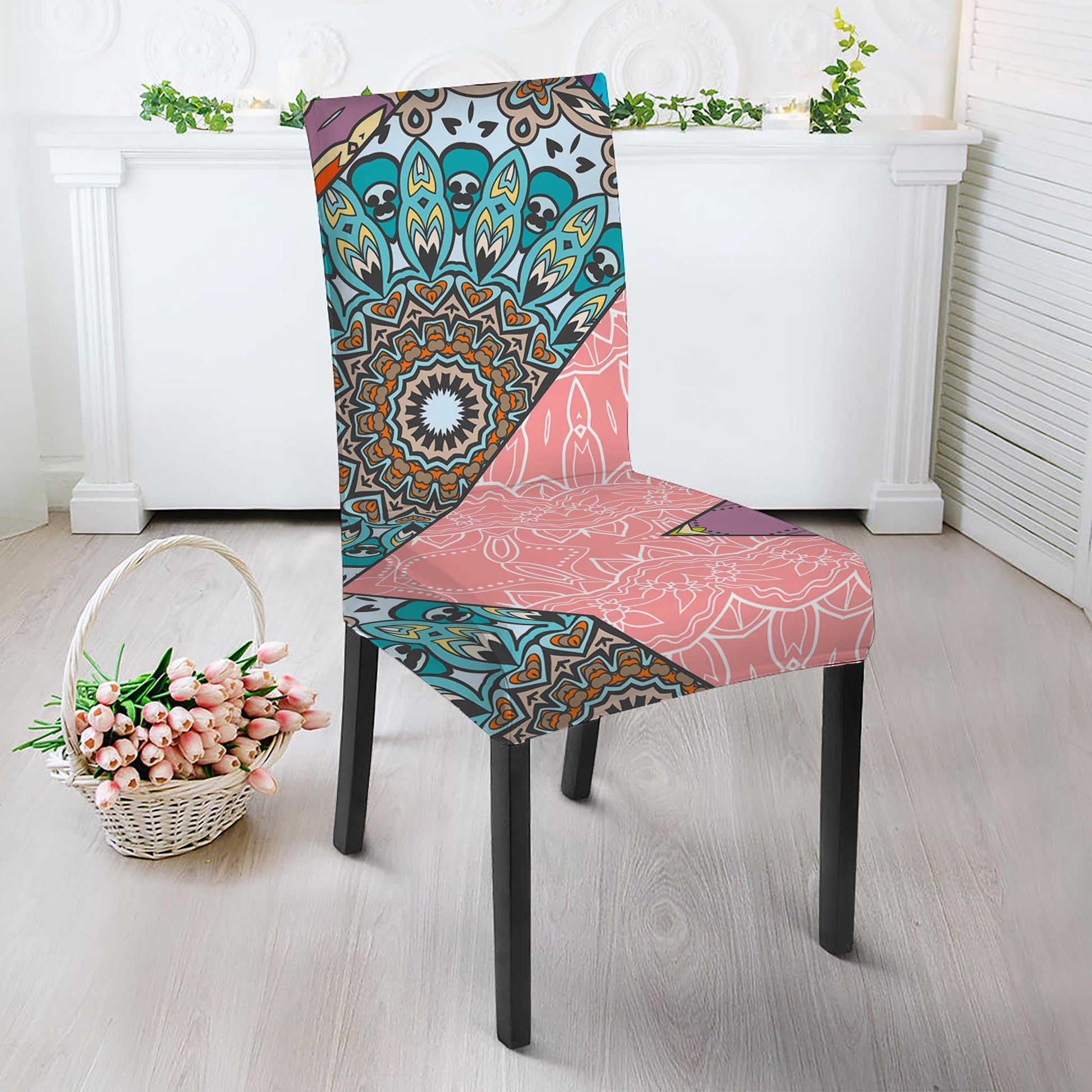Patchwork Mandala Bohemian Pattern Print Dining Chair Slipcover