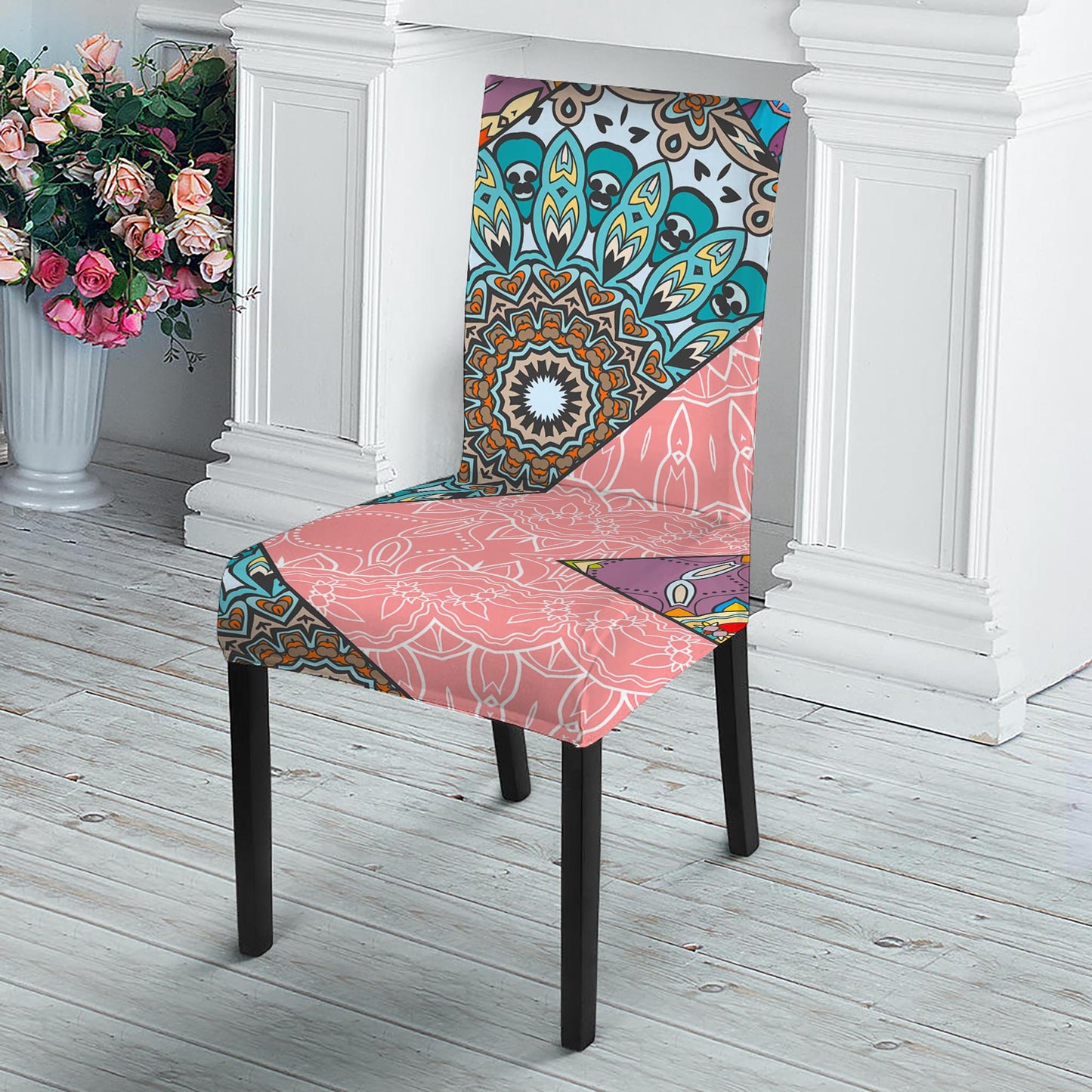Patchwork Mandala Bohemian Pattern Print Dining Chair Slipcover