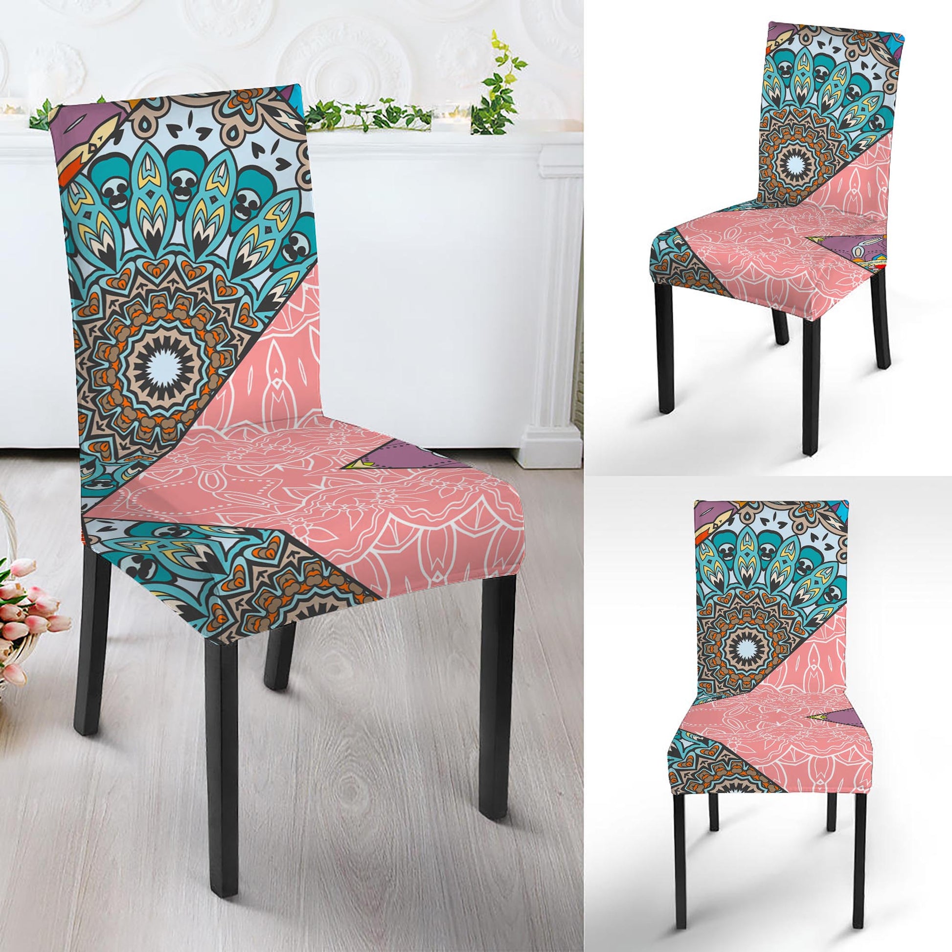 Patchwork Mandala Bohemian Pattern Print Dining Chair Slipcover