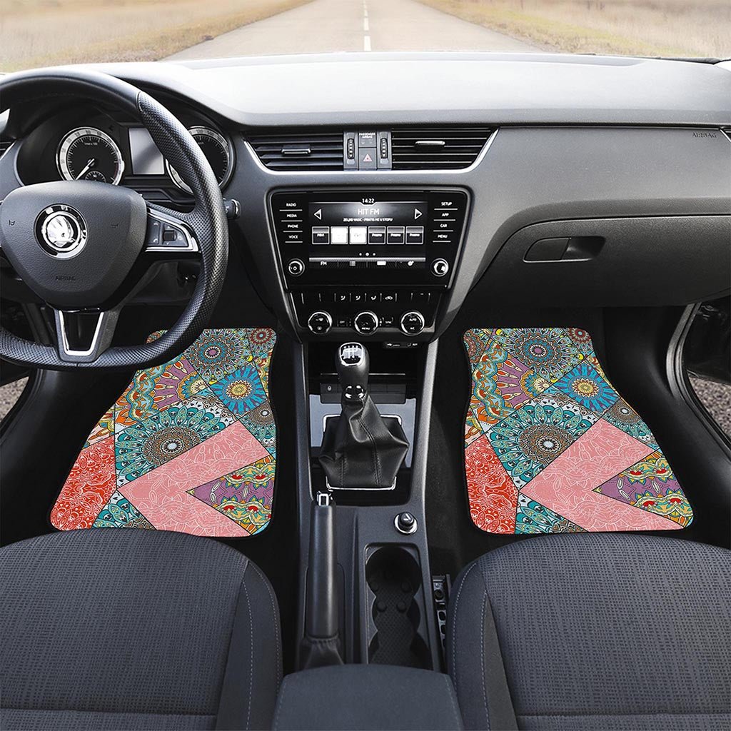 Patchwork Mandala Bohemian Pattern Print Front and Back Car Floor Mats