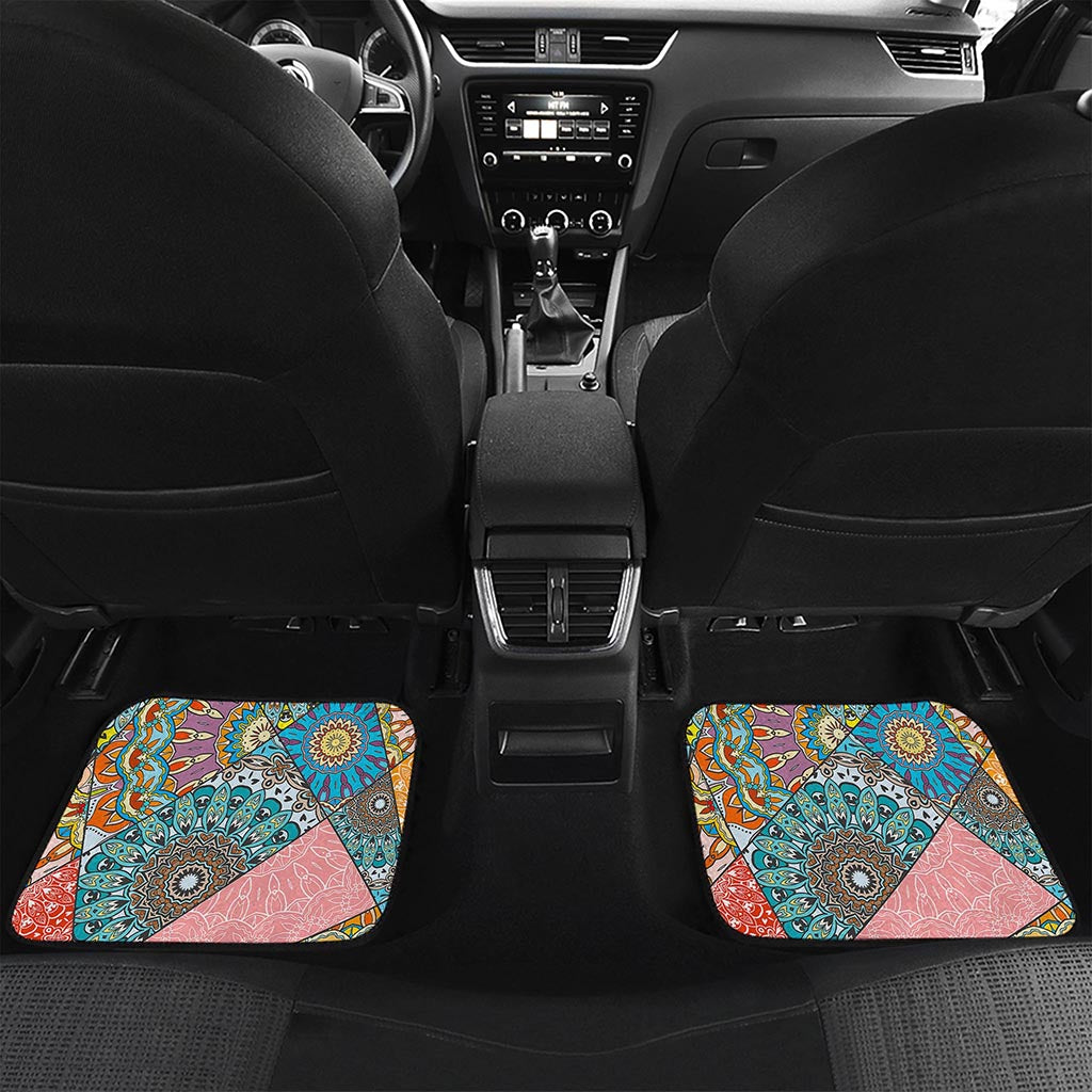 Patchwork Mandala Bohemian Pattern Print Front and Back Car Floor Mats