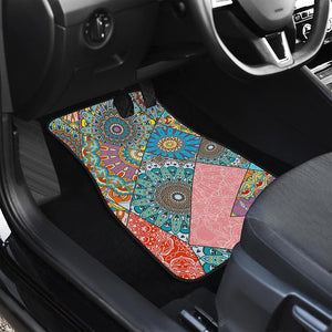 Patchwork Mandala Bohemian Pattern Print Front and Back Car Floor Mats