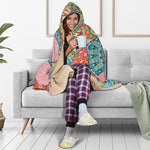 Patchwork Mandala Bohemian Pattern Print Hooded Blanket