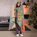 Patchwork Mandala Bohemian Pattern Print Hooded Blanket
