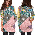 Patchwork Mandala Bohemian Pattern Print Hoodie Dress GearFrost