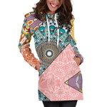 Patchwork Mandala Bohemian Pattern Print Hoodie Dress GearFrost