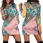 Patchwork Mandala Bohemian Pattern Print Hoodie Dress GearFrost