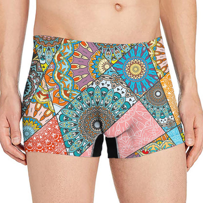 Patchwork Mandala Bohemian Pattern Print Men's Boxer Briefs
