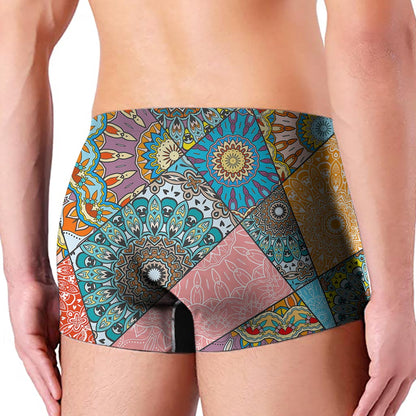 Patchwork Mandala Bohemian Pattern Print Men's Boxer Briefs