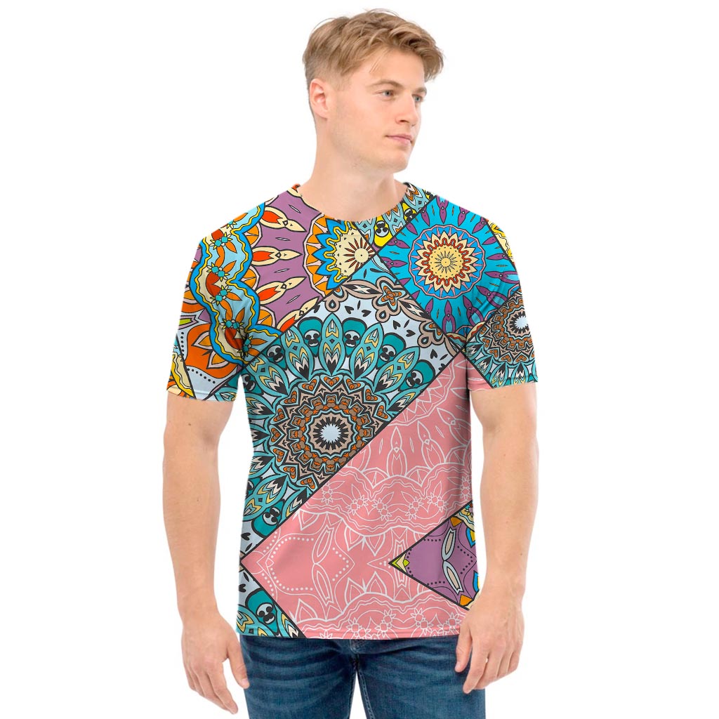 Patchwork Mandala Bohemian Pattern Print Men's T-Shirt