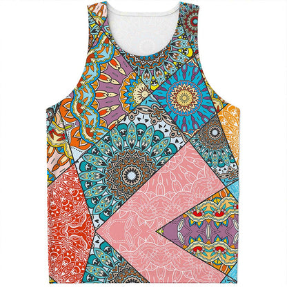 Patchwork Mandala Bohemian Pattern Print Men's Tank Top