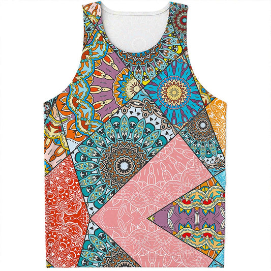 Patchwork Mandala Bohemian Pattern Print Men's Tank Top