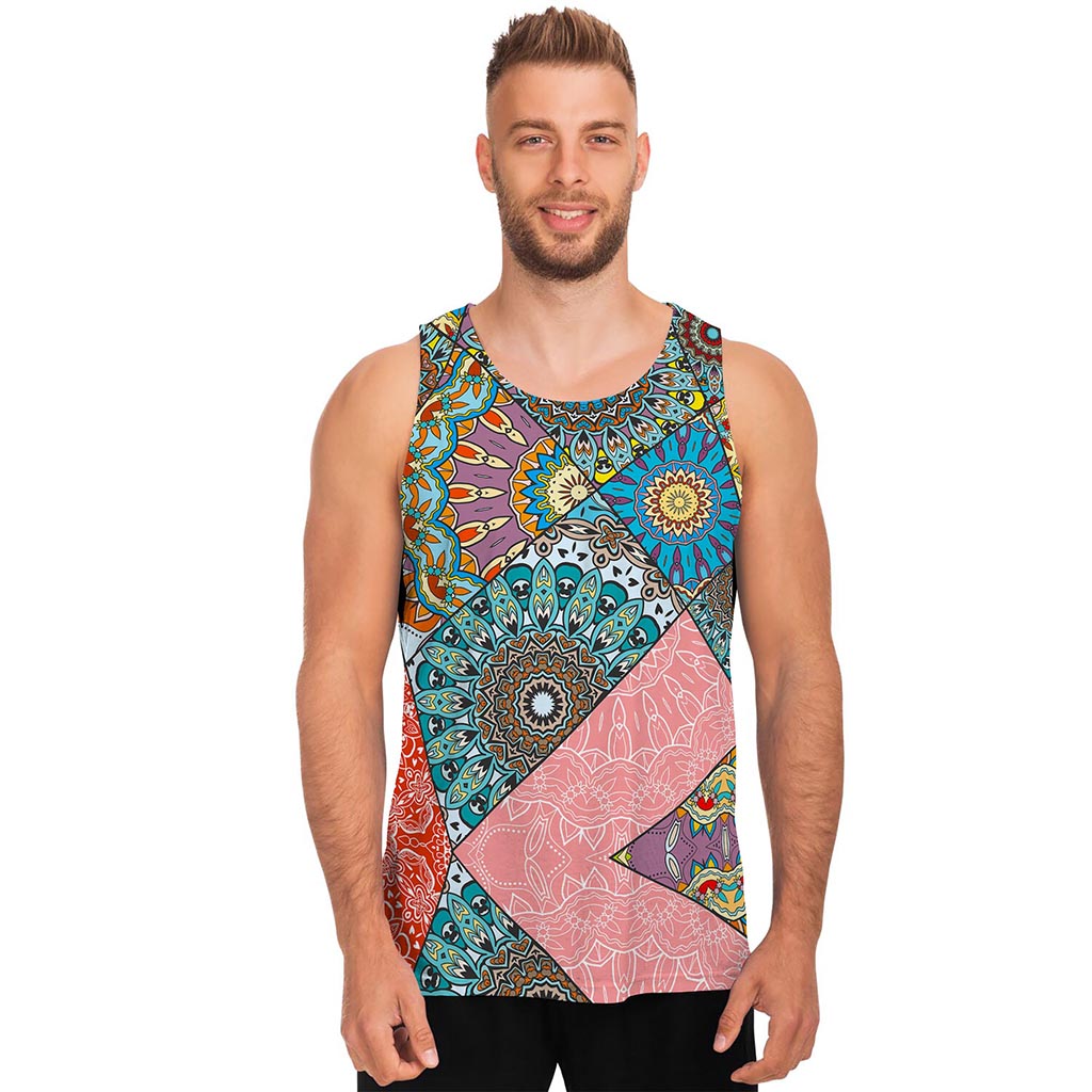 Patchwork Mandala Bohemian Pattern Print Men's Tank Top