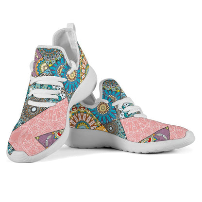 Patchwork Mandala Bohemian Pattern Print Mesh Knit Shoes GearFrost