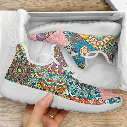 Patchwork Mandala Bohemian Pattern Print Mesh Knit Shoes GearFrost