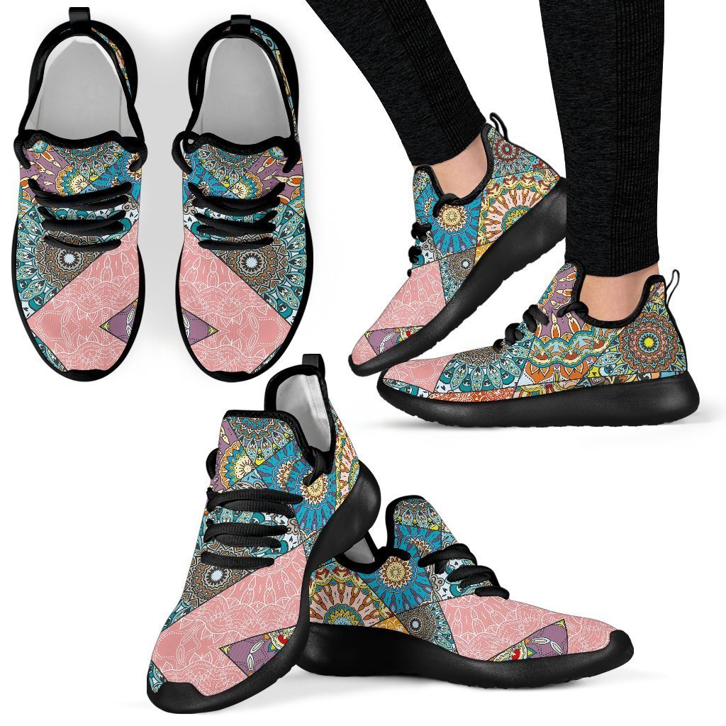 Patchwork Mandala Bohemian Pattern Print Mesh Knit Shoes GearFrost