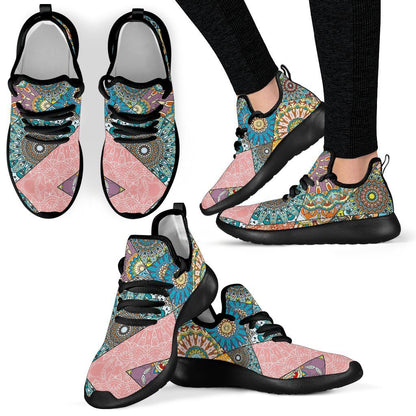 Patchwork Mandala Bohemian Pattern Print Mesh Knit Shoes GearFrost