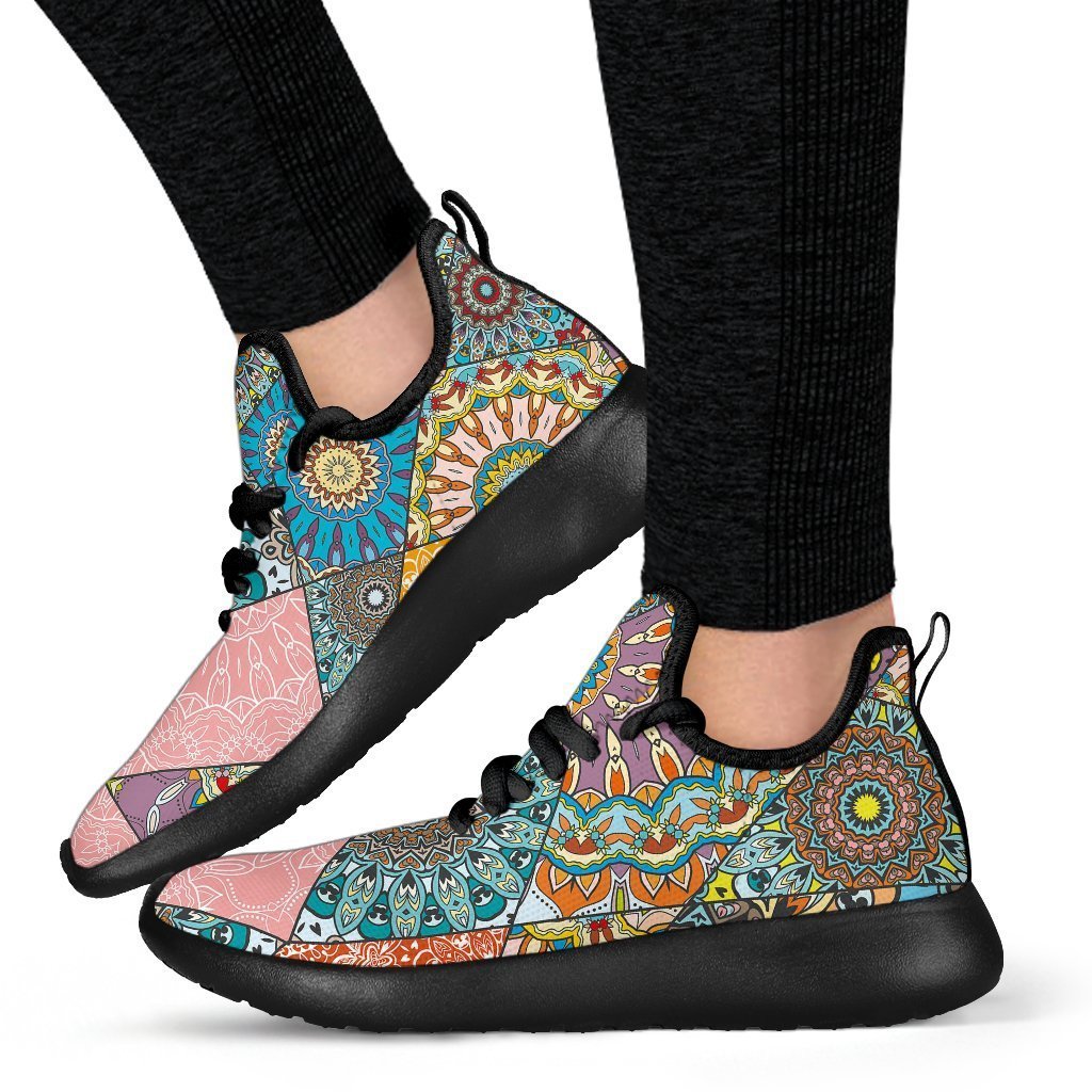 Patchwork Mandala Bohemian Pattern Print Mesh Knit Shoes GearFrost