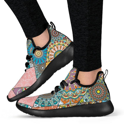 Patchwork Mandala Bohemian Pattern Print Mesh Knit Shoes GearFrost