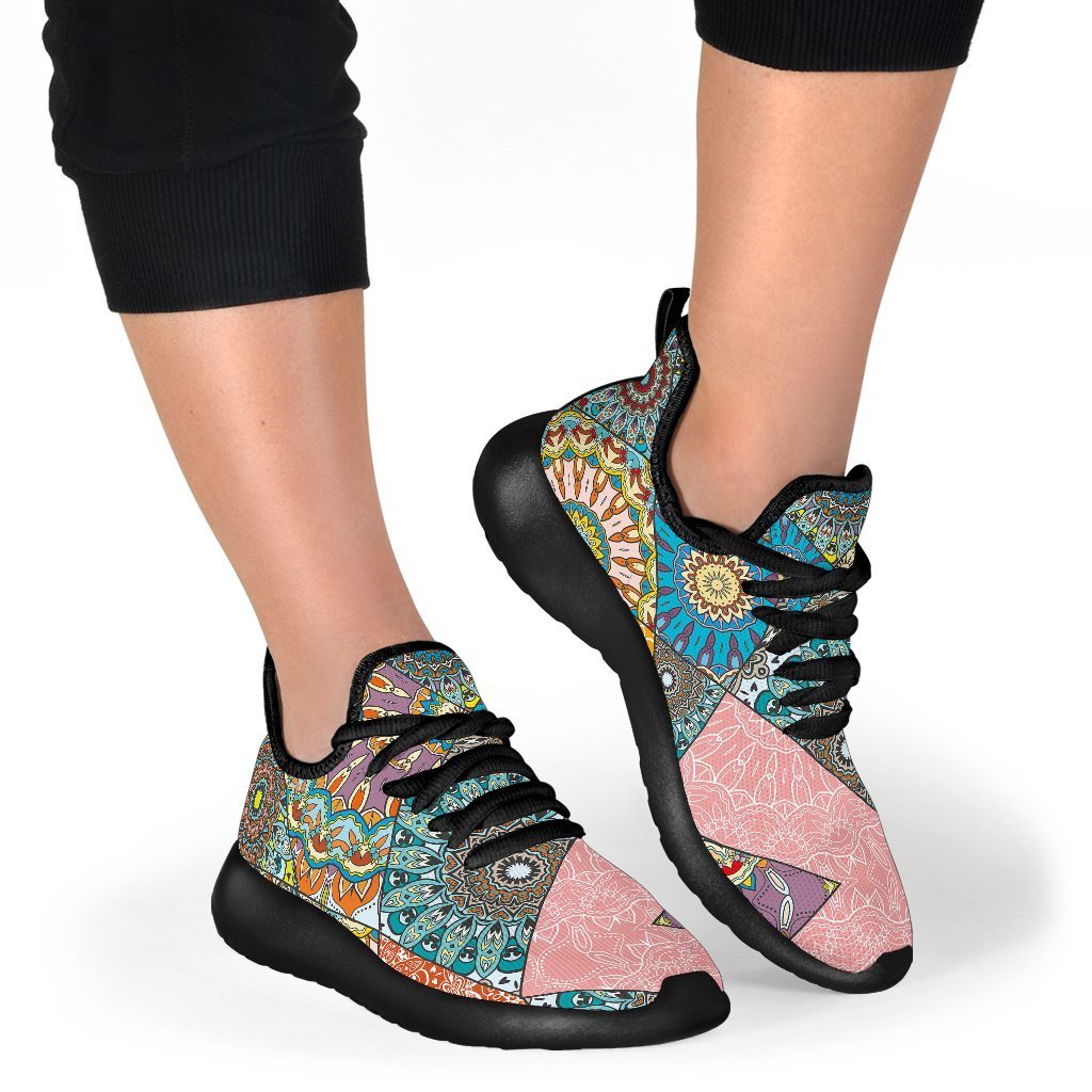 Patchwork Mandala Bohemian Pattern Print Mesh Knit Shoes GearFrost