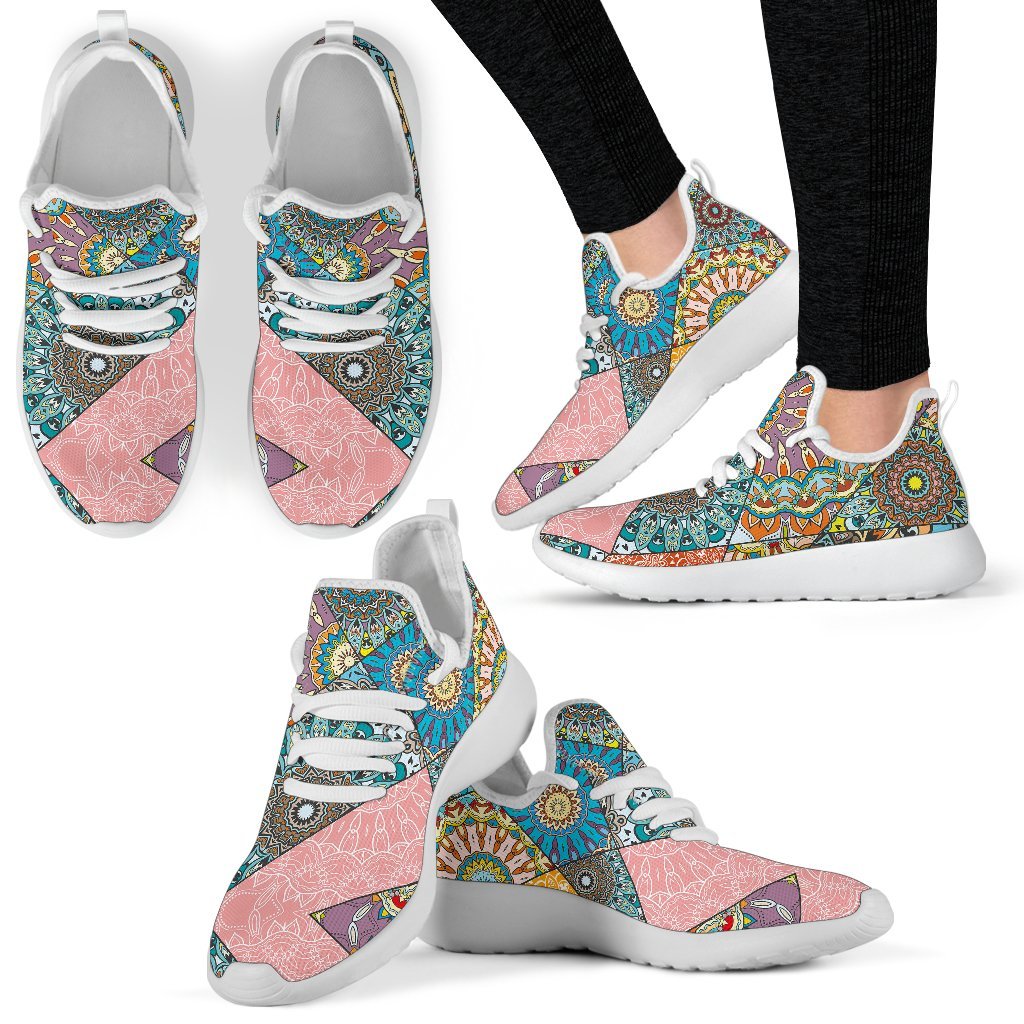 Patchwork Mandala Bohemian Pattern Print Mesh Knit Shoes GearFrost