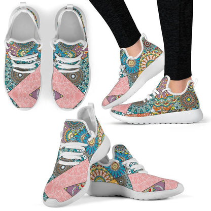 Patchwork Mandala Bohemian Pattern Print Mesh Knit Shoes GearFrost