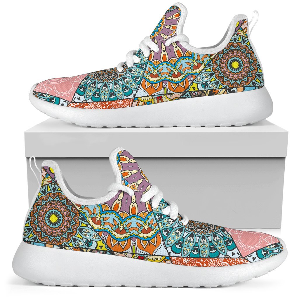 Patchwork Mandala Bohemian Pattern Print Mesh Knit Shoes GearFrost