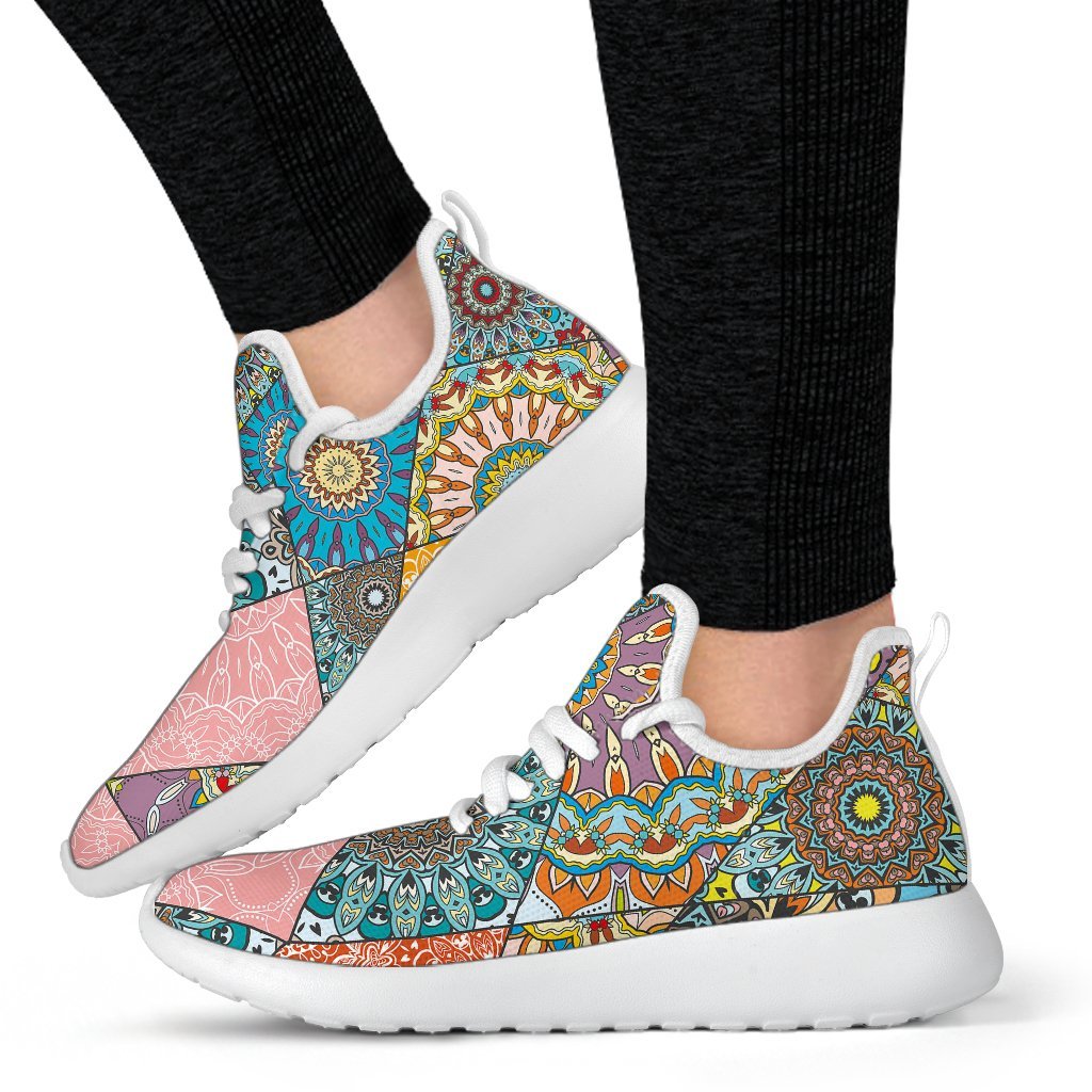 Patchwork Mandala Bohemian Pattern Print Mesh Knit Shoes GearFrost