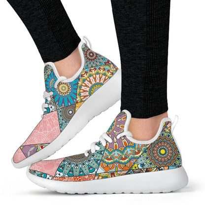 Patchwork Mandala Bohemian Pattern Print Mesh Knit Shoes GearFrost