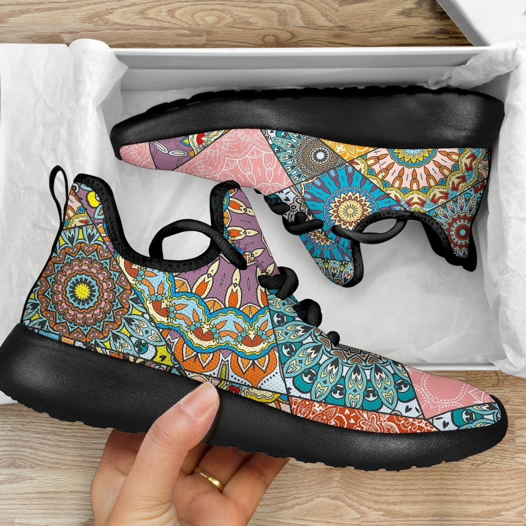 Patchwork Mandala Bohemian Pattern Print Mesh Knit Shoes GearFrost