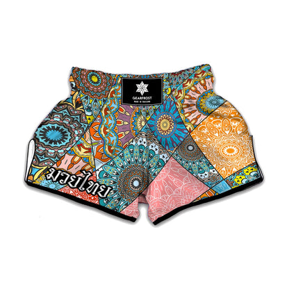 Patchwork Mandala Bohemian Pattern Print Muay Thai Boxing Shorts