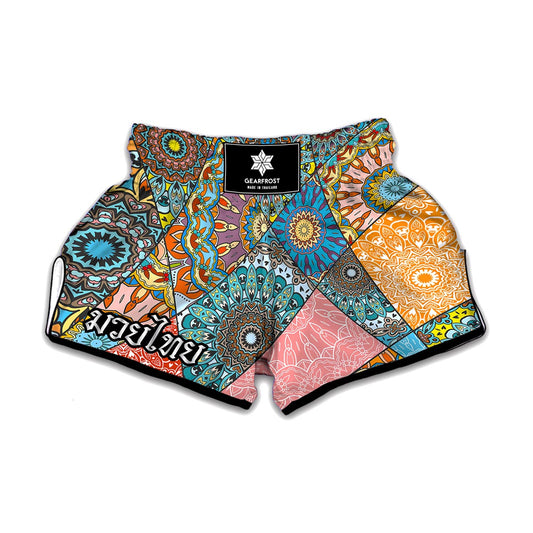 Patchwork Mandala Bohemian Pattern Print Muay Thai Boxing Shorts