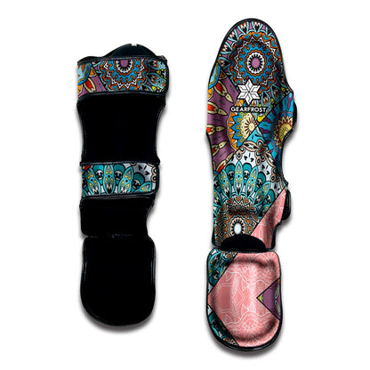 Patchwork Mandala Bohemian Pattern Print Muay Thai Shin Guard
