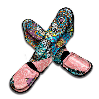 Patchwork Mandala Bohemian Pattern Print Muay Thai Shin Guard