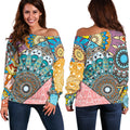 Patchwork Mandala Bohemian Pattern Print Off The Shoulder Sweatshirt