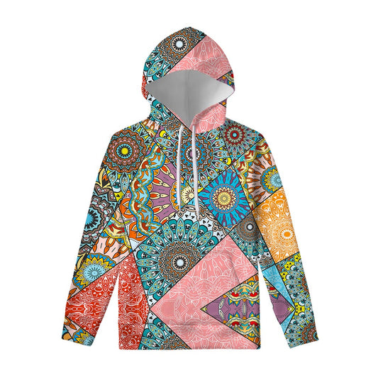 Patchwork Mandala Bohemian Pattern Print Pullover Hoodie