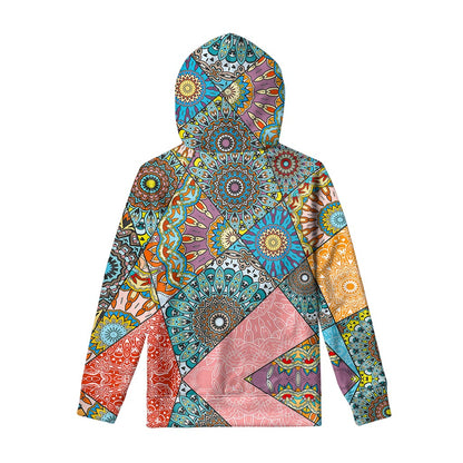 Patchwork Mandala Bohemian Pattern Print Pullover Hoodie