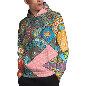 Patchwork Mandala Bohemian Pattern Print Pullover Hoodie