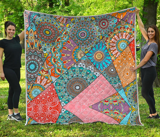 Patchwork Mandala Bohemian Pattern Print Quilt